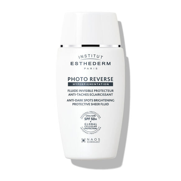 Institut Esthederm Photo Reverse fluido SPF50+ anti-macchie schiarente per viso, protezione solare alta contro iperpigmentazione